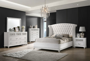 Coaster Barzini 5-Piece King Button Tufted Bedroom Set White