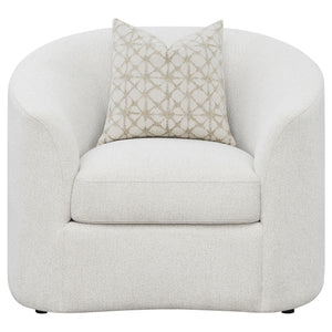 Coaster Rainn Boucle Upholstered Sloped Arm Barrel Chair Latte
