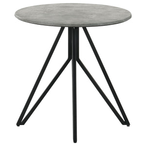 Coaster Hadi Round Smarttop Side End Table Cement & Gunmetal