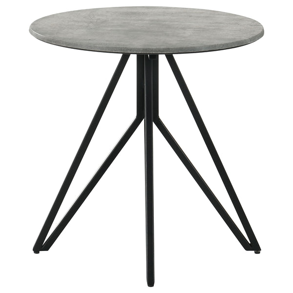 Coaster Hadi Round Smarttop Side End Table Cement & Gunmetal