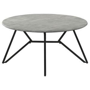 Coaster Hadi Round Smarttop Coffee Table Cement & Gunmetal