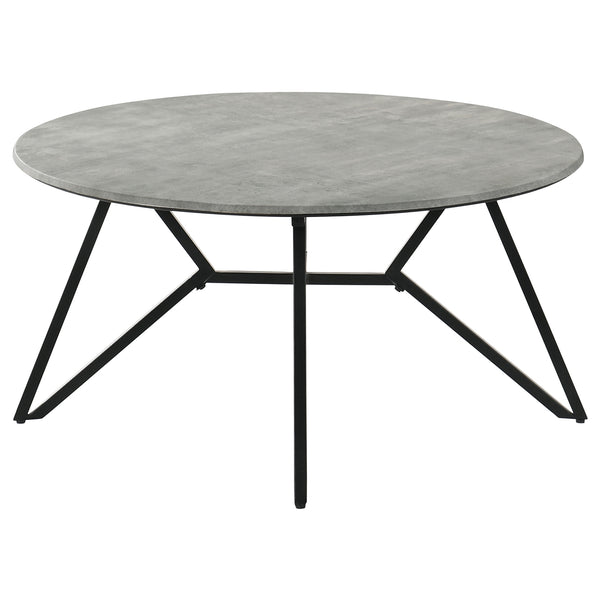 Coaster Hadi Round Smarttop Coffee Table Cement & Gunmetal