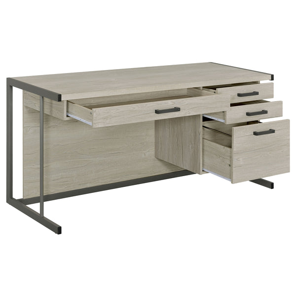 Coaster Loomis 60 Inch 4-Drawer Computer Desk Whitewashed Grey