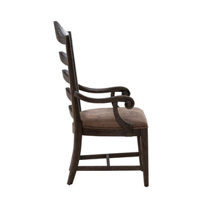 Liberty Furniture Paradise Valley Saddle Brown Upholstered Leather-Like Ladderback Armchair