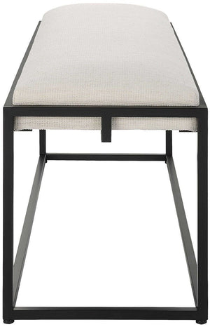 Uttermost Paradox Matte Black Iron/Fabric Bench