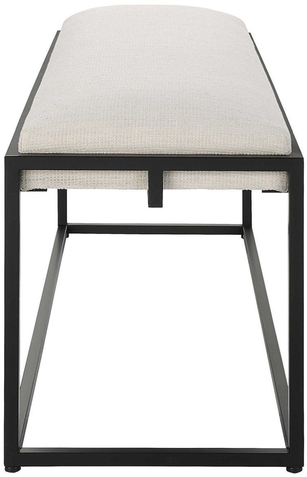 Uttermost Paradox Matte Black Iron/Fabric Bench