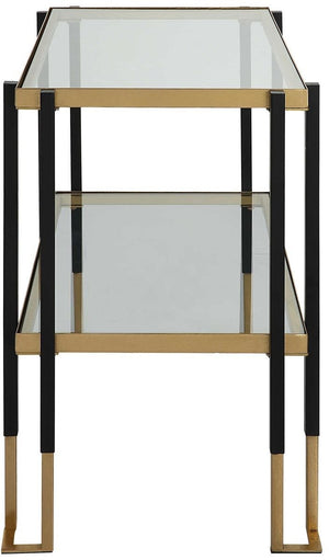 Uttermost Kentmore Two-Toned Matte Black/Brushed Gold Glass Side Table