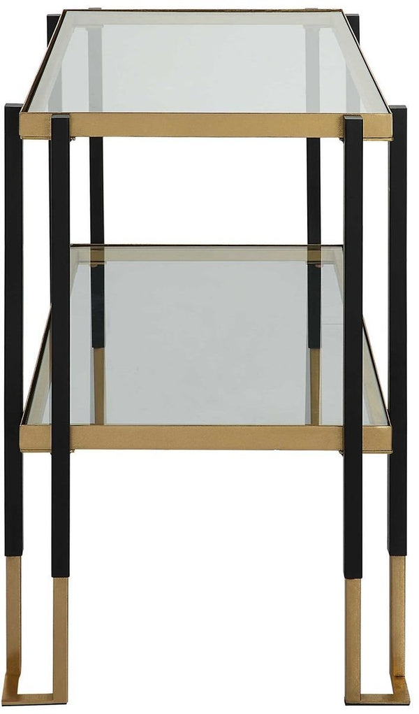 Uttermost Kentmore Two-Toned Matte Black/Brushed Gold Glass Side Table