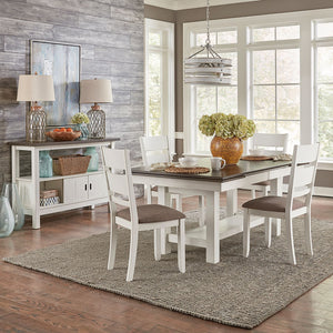Liberty Furniture Brook Bay 5-Piece Carbon Grey/Textured White Finish Trestle Dining Table Set