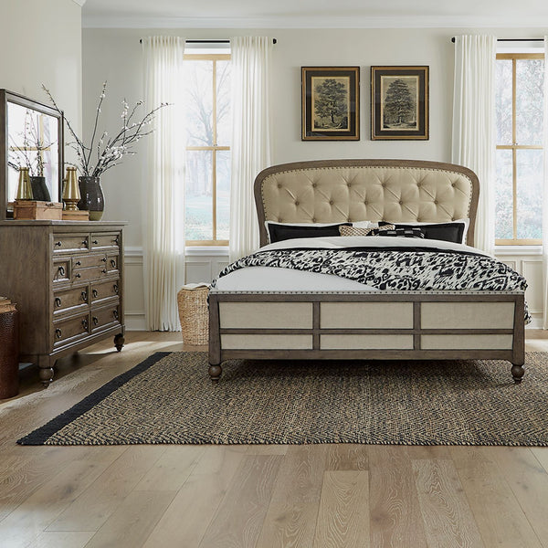 Liberty Furniture Complete Queen Bedroom Set Shelter Bed, Dresser & Mirror Americana Farmhouse