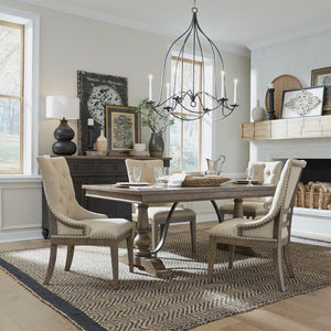Liberty Furniture Americana Farmhouse 5-Piece Black/Dusty Taupe Trestle Dining Table Set