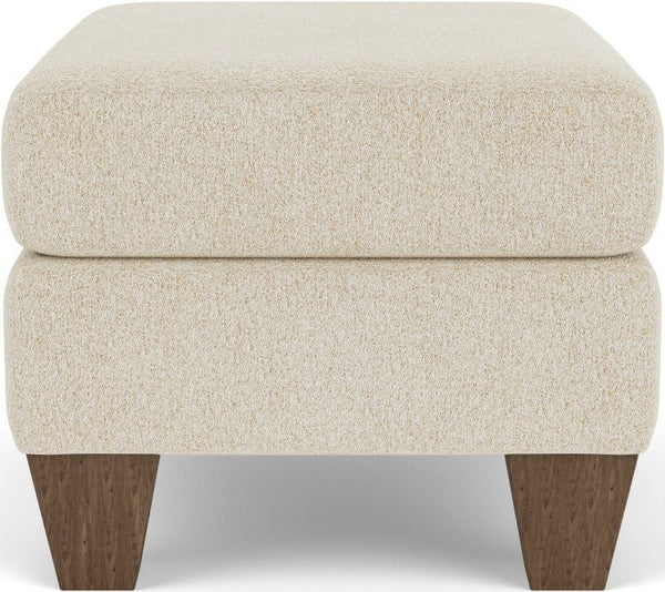 Flexsteel Moxy Shell Ottoman with Medium Brown Legs