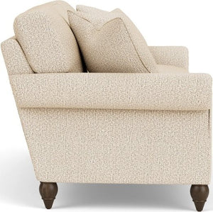 Flexsteel South Haven White Moondust Rolled Arm Sofa with Round Legs