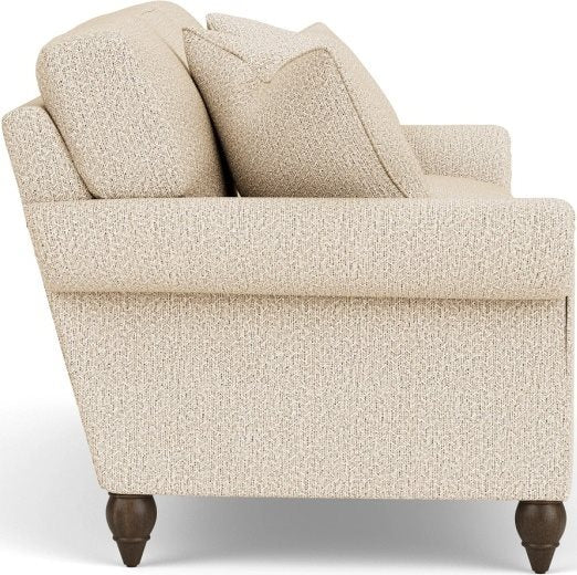 Flexsteel South Haven White Moondust Rolled Arm Sofa with Round Legs
