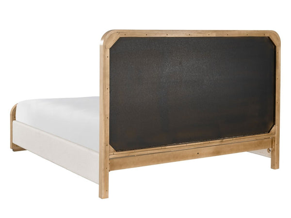 Universal Nomad Canberra Ivory/Tech Oak King Upholstered Panel Bed