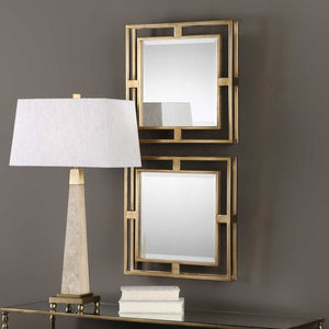 Uttermost Allick 2-Piece Gold Square Mirrors