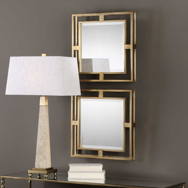 Uttermost Allick 2-Piece Gold Square Mirrors