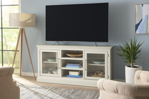 byron 66" tv console with 2-doors in white