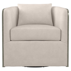 Bernhardt Eliot Leather Swivel Barrel Chair
