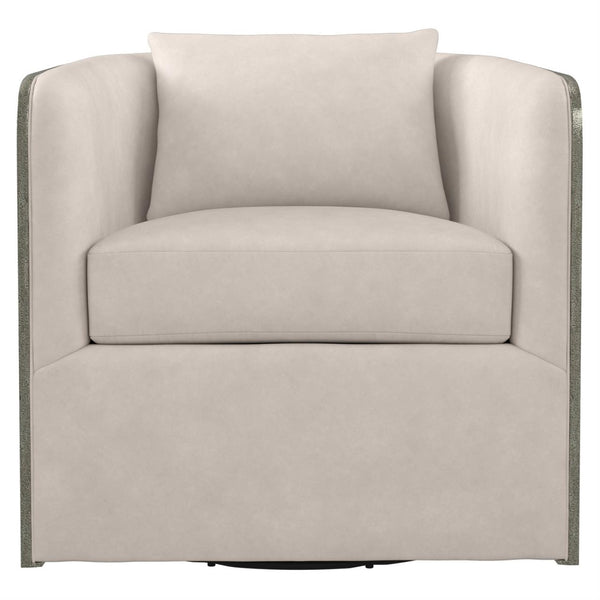 Bernhardt Eliot Leather Swivel Barrel Chair