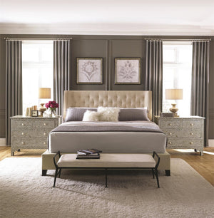 Bernhardt Maxime Fabric Button Panel Shelter Queen Bed
