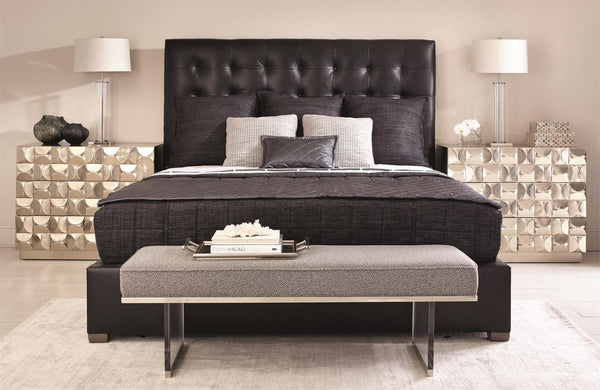 Bernhardt Avery Leather Panel Bed Queen