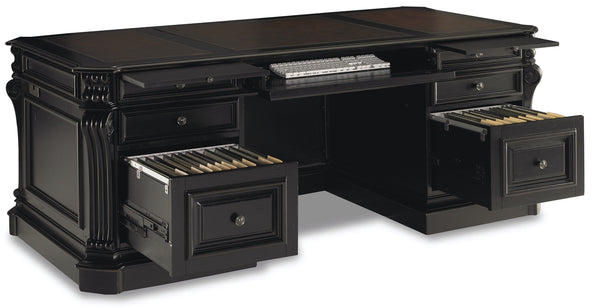 Hooker Furniture Telluride 76 Inch Executive Desk with Leather Panels