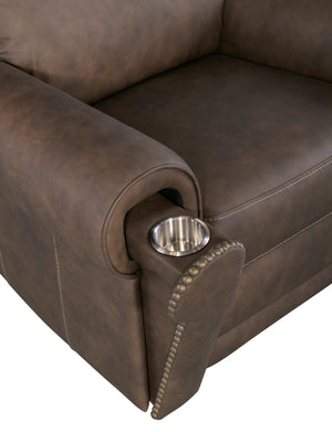 Hooker Furniture Duncan Kalahari Bark Power Leather Recliner with Power Headrest & Lumbar
