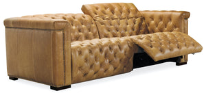 Hooker Furniture Savion Saddlebag Coin Leather Sofa with Power Reclining Power Headrest