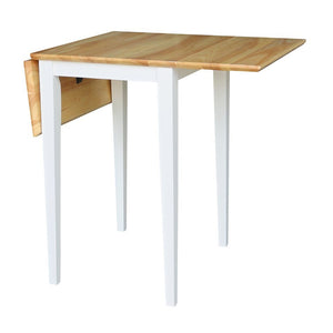 John Thomas Dining Essentials Small Drop Leaf Leg Table in Natural & White