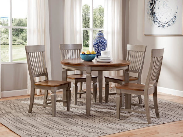 John Thomas Vista Solid Round Top Table in Hickory & Stone