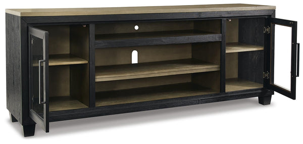 Foyland 83-Inch 2-Door XL TV Stand (Fireplace Optional) Black/Brown