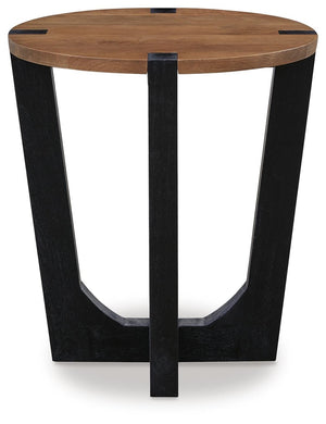 Hanneforth Round End Table Brown/Black