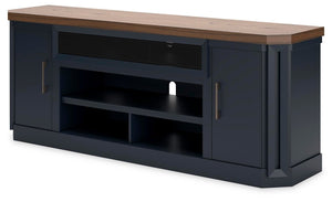 Landocken 83-Inch 2-Door XL TV Stand (Fireplace Optional) Brown/Blue