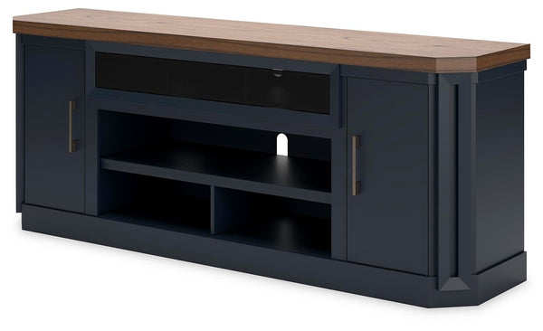 Landocken 83-Inch 2-Door XL TV Stand (Fireplace Optional) Brown/Blue