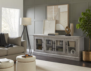 aspenhome manchester 85" tv console with 4-doors in smokey white