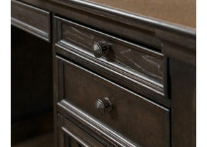 Martin Furniture Kingston Dark Chocolate Rub Through with Criss-Cross Detail Double Pedestal Desk