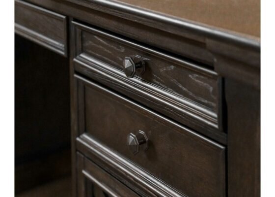 Martin Furniture Kingston Dark Chocolate Rub Through with Criss-Cross Detail Double Pedestal Desk