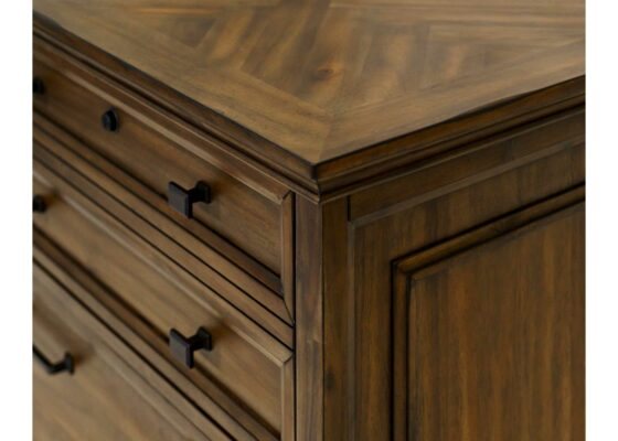 Martin Furniture Porter Natural Wood with Herringbone Pattern Lateral Office File Cabinet