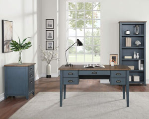 Martin Furniture Fairmont Dusty Blue Half Pedestal Desk