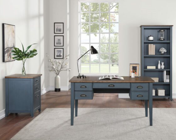 Martin Furniture Fairmont Dusty Blue Half Pedestal Desk