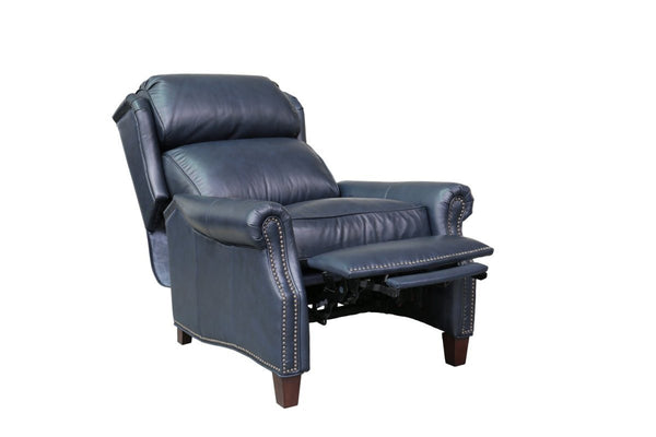 Barcalounger Shoreham Blue Meade Fabric & Leather High/Low-Leg Recliner Chair