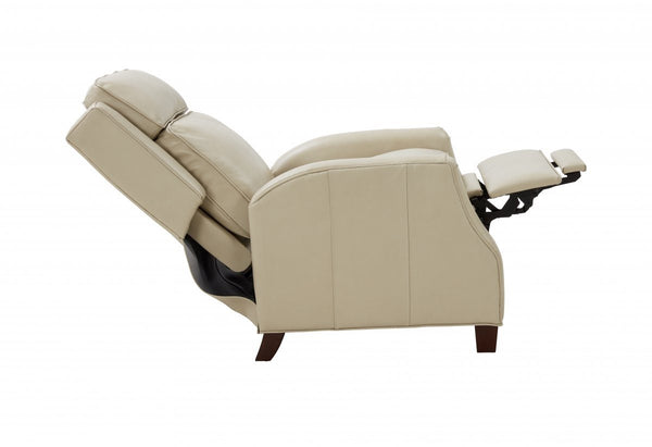 Barcalounger Barone Parchment Nixon Leather High/Low-Leg Recliner Chair