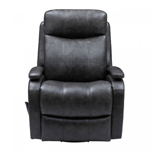 Barcalounger Ryegate Gray Duffy Leather Swivel Glider Handle Activated Recliner