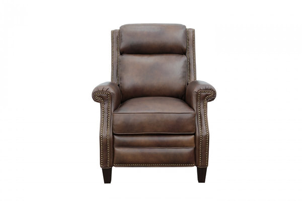 Barcalounger Worthington Cognac Barrett Power High/Low-Leg Leather Recliner Chair