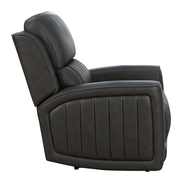 Barcalounger Homerun Dark Gray Pierce Leather Recliner