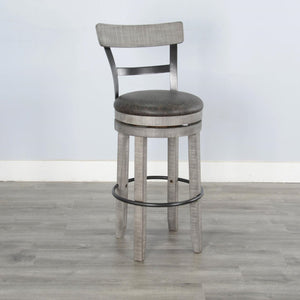 Sunny Designs Alpine Grey 30 Inch Swivel Barstool with Cushioned Seat