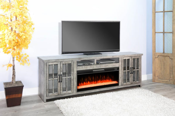 Sunny Designs Alpine Grey Media TV Stand Console with Fireplace Option