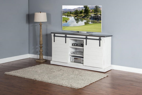 Sunny Designs European Cottage Barn Door 65 Inch TV Stand Console