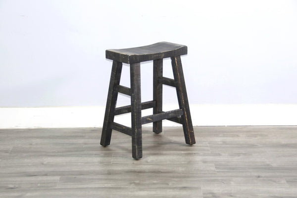Sunny Designs Marina Black Sand 24 Inch Saddle Seat Counter-Height Stool with Wooden Seat